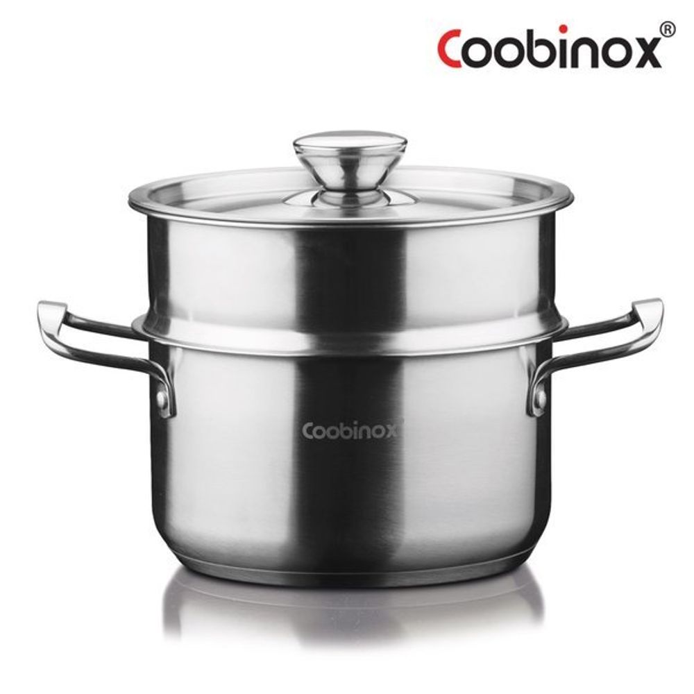 Coobinox® Baron Full Stainless Steel Steamer Pot 18cm(CO-12-07) Dual Function Stockpot with Removable Steamer Insert Induction Compatible